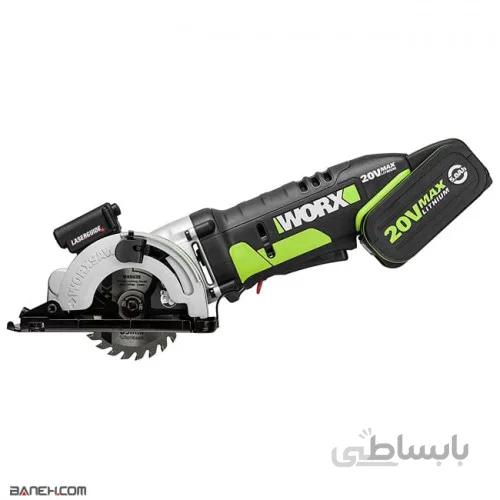 اره گرد بر شارژی ورکس 20 ولت 85 میلیمتر 2300 دور Worx WU520.1 ا Worx WU520.1 85mm 20v Lithium-Ion Compact Cordless Circular Saw