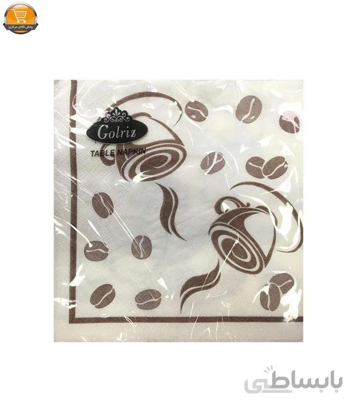 دستمال سفره گلریز مدل table napkin طرح کافه بسته 15 عددی