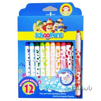 ماژیک رنگ آمیزی 12 رنگ اسکول فنس مدل SUPER WASHABLE کد 9271