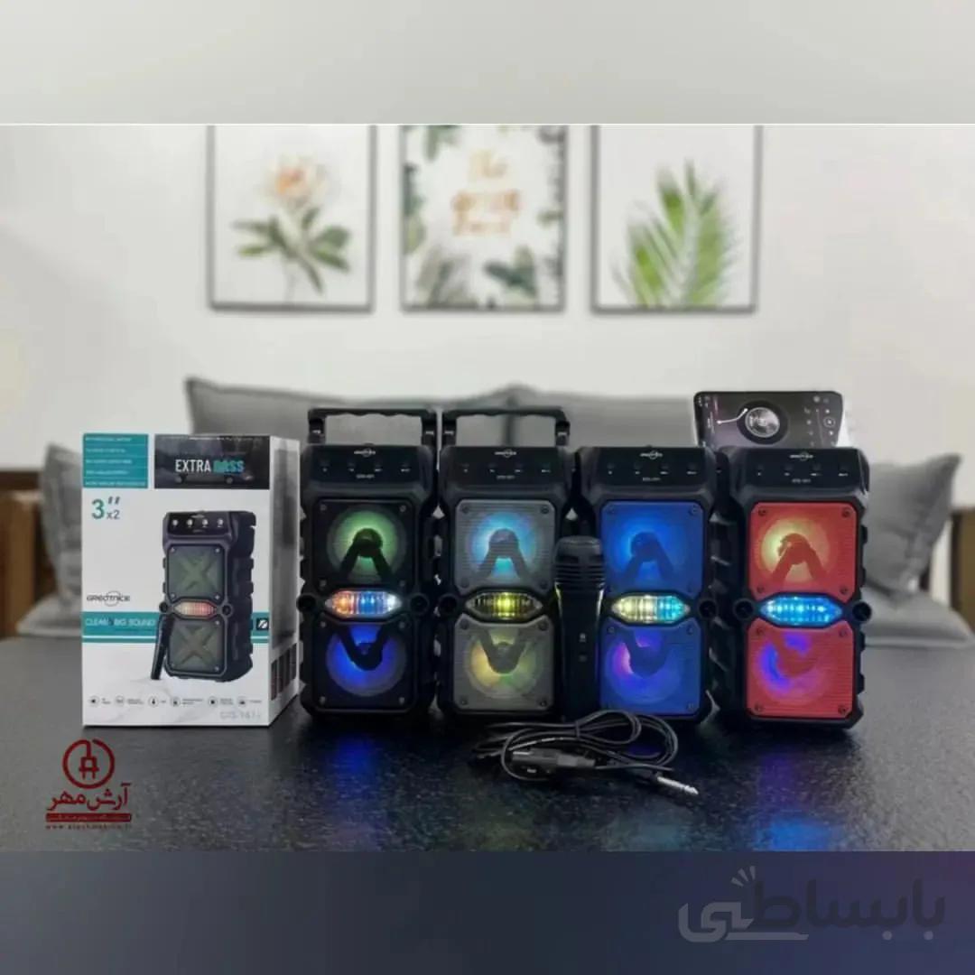 اسپیکر شارژی 2 3 اینچی EXTERA BASS GTS_1571 قابلیت اتصال از طریق bluetooth میکروفون دارد دارای پورت USB قابلیت اتصال کارت حافظه