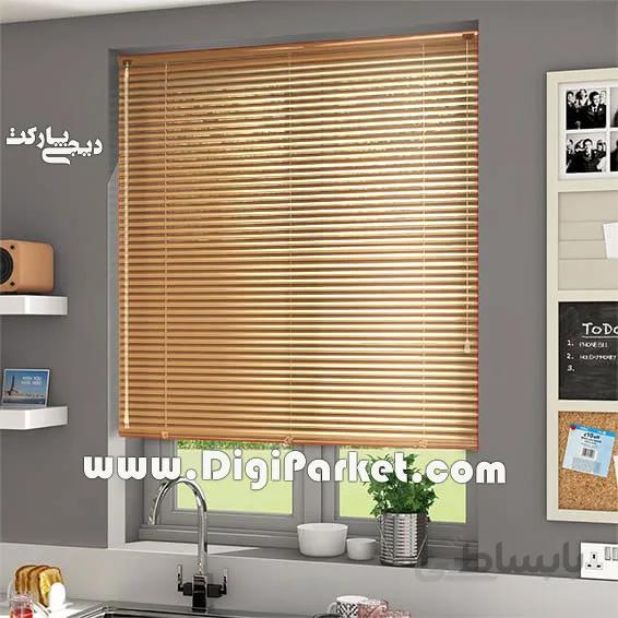 پرده کرکره فلزی طلایی ساده ۱۶ میلیمتری P15