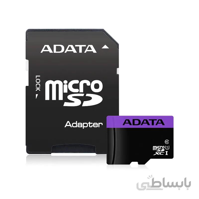 کارت حافظه microSDHC ای دیتا مدل Premier ظرفیت 64 گیگابایت سرعت R80MBps به همراه آداپتور SD