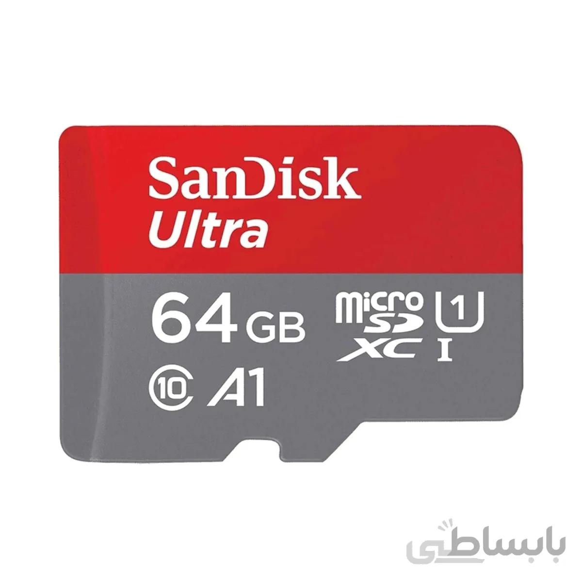 کارت حافظه microSDXC سن دیسک مدل Ultra کلاس ۱۰ استاندارد UHS-I سرعت ۱۰۰MBps ظرفیت ۶۴ گیگابایت به همراه آداپتور SD