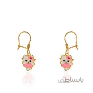 گوشواره طلا کودک طرح کیتی کد KE121