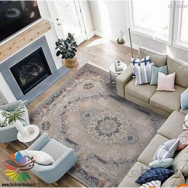فرش طرح دلارام زمینه ترمه ای کلکسیون همتا