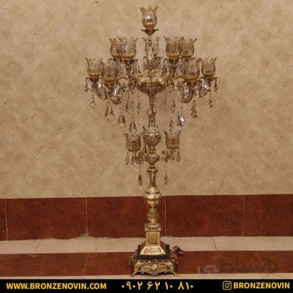 آباژور برنزی ایستاده کنار سالنی طرح گلناز پایه سنگی