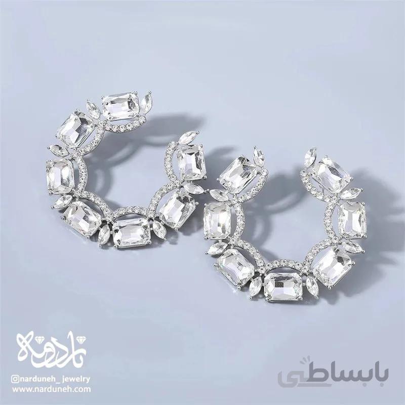 گوشواره نگین سیلور _ 01