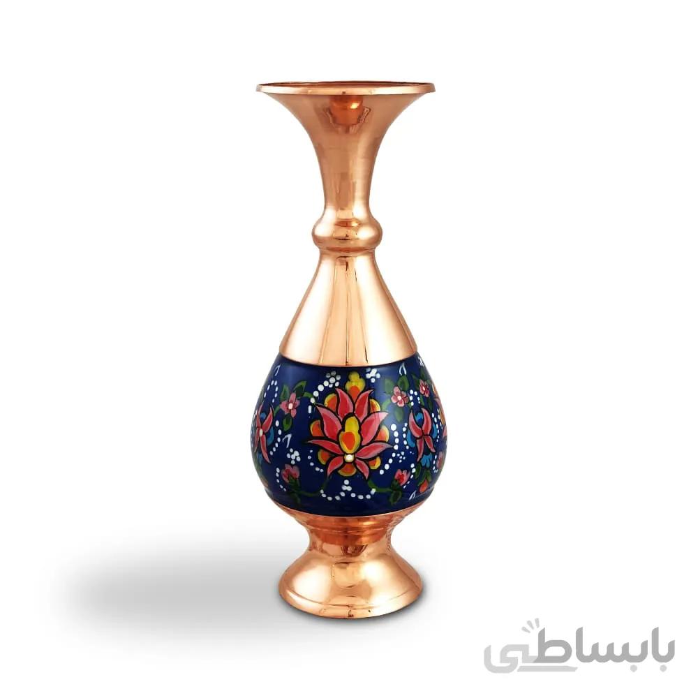 گلدان صراحی مس و پرداز 16 سانتی