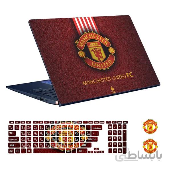 اسکین لپ تاپ طرح Manchester United کد ۰۱ به همراه استیکر کیبورد