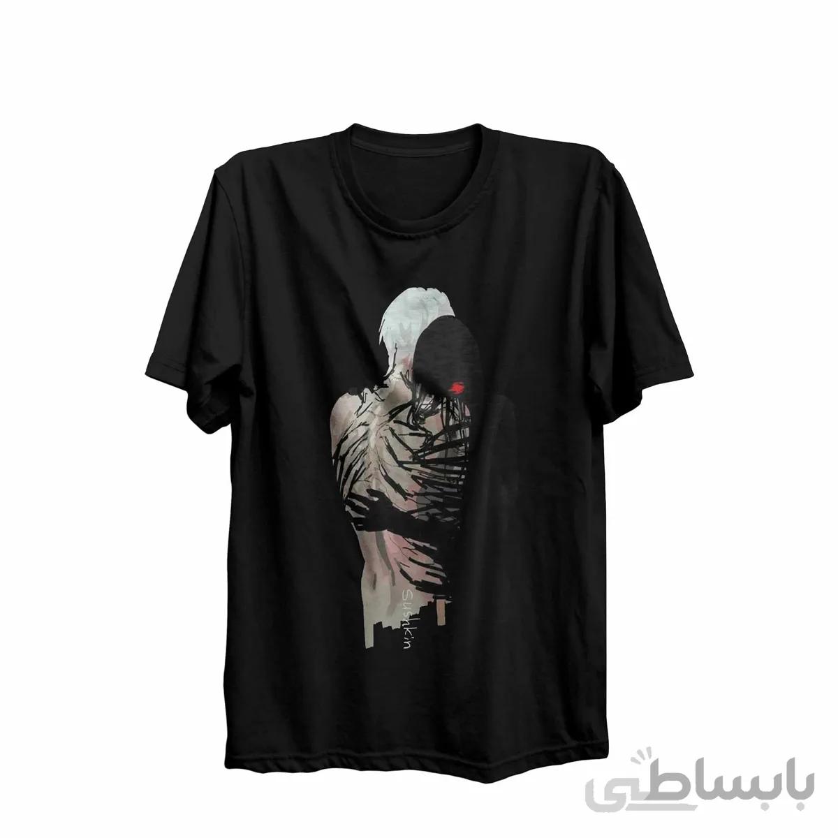 تیشرت یقه گرد مشکی طرح انیمه توکیو غول Tokyo Ghoul کدKCT10435