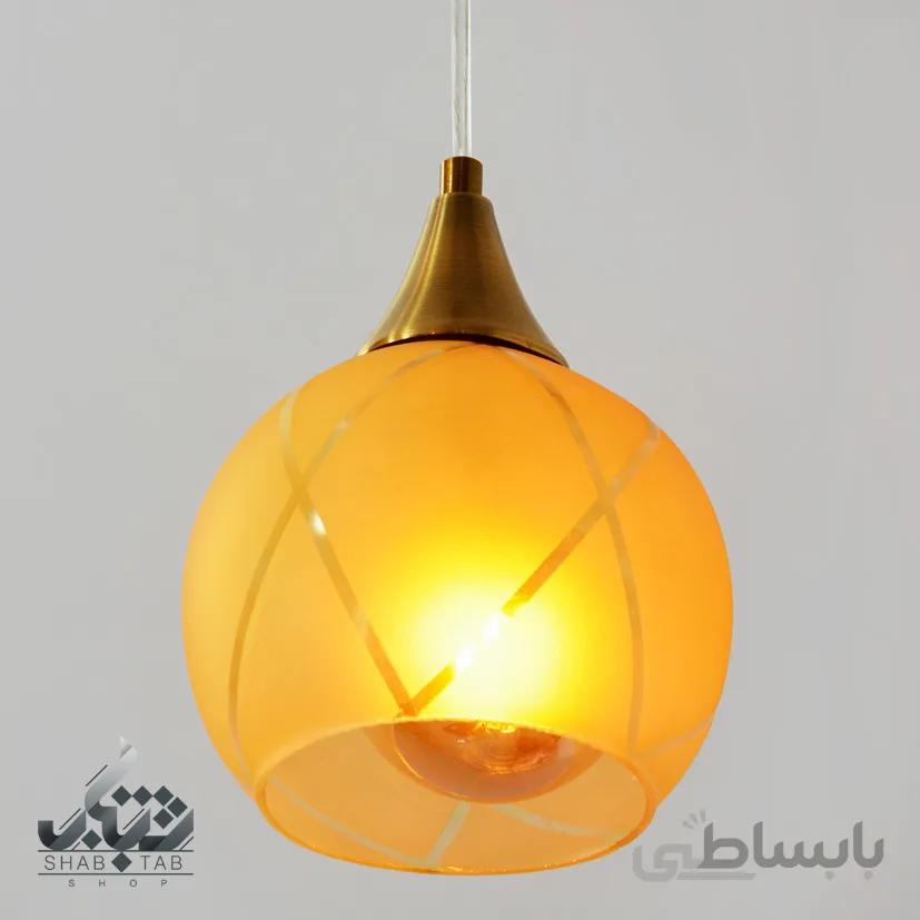 لوستر آویز حباب نارنجی خط دار 150