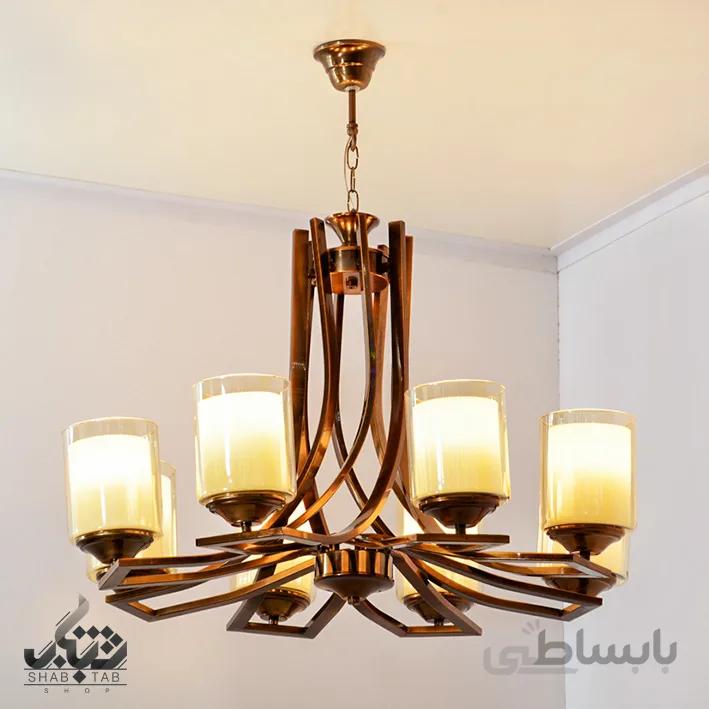 لوستر آویز هشت شعله پارسیان کد 5010/8 با حباب