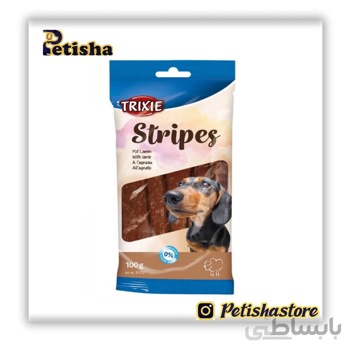 تشویقی سگ تریکسی مدل Stripes with Lamb وزن 100 گرم