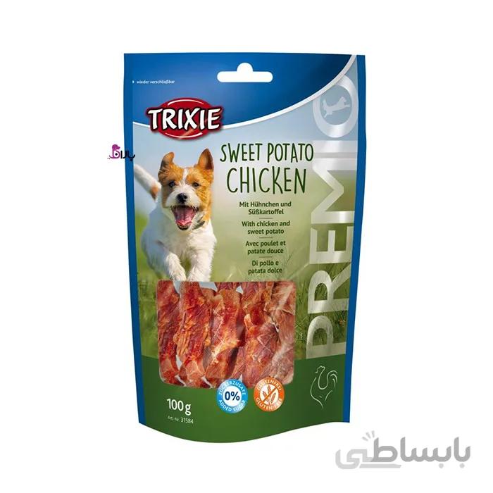 تشویقی سگ تریکسی مدل Sweet Potato Chicken با طعم مرغ و سیب زمینی شیرین وزن 100 گرم