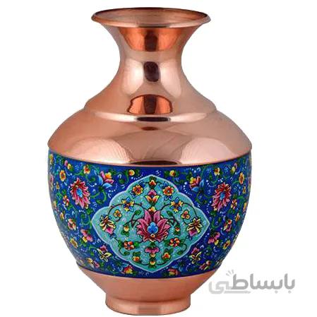 گلدان مسی طرح پرداز اثر آقاجانی ارتفاع 25 سانتی متر کد C-504