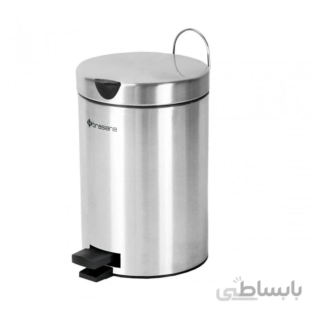 سطل 3 لیتری پدالدار استیل Brasiana - آرام بند ا سطل پدالدار 3 لیتری استیل براسیانا با درب آرام بند دارای سطل داخلی ، در دو رنگ نقره ای و سفید و طلایی تولید شده و از بهترین استیل خش دار با بالاترین کیفیت می باشد