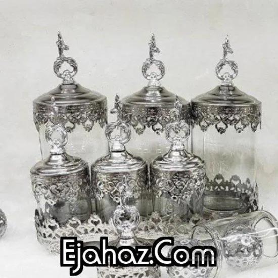 پاسماوری و جاادویه نقره ای 7 پارچه شیشه ساده استنددار