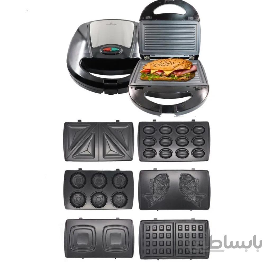 اسنک ساز هفت کاره کلاسی تاچ CLASSY TOUCH مدل CT-1880 ساندویچ ساز وافل ساز بسکویت ساز گریل گردو روسی
