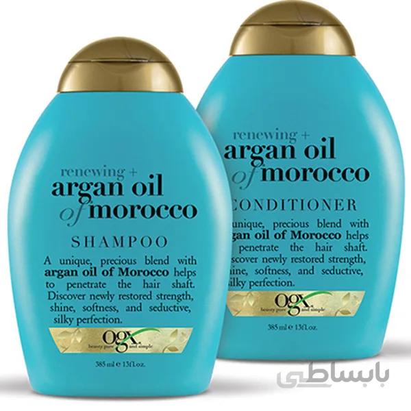 پک شامپو و نرم کننده روغن آرگان مراکشی او جی ایکس OGX | بدون سولفات ا OGX Hydrate + Revive Argan Oil of Morocco Extra Strength Conditioner& shampoo