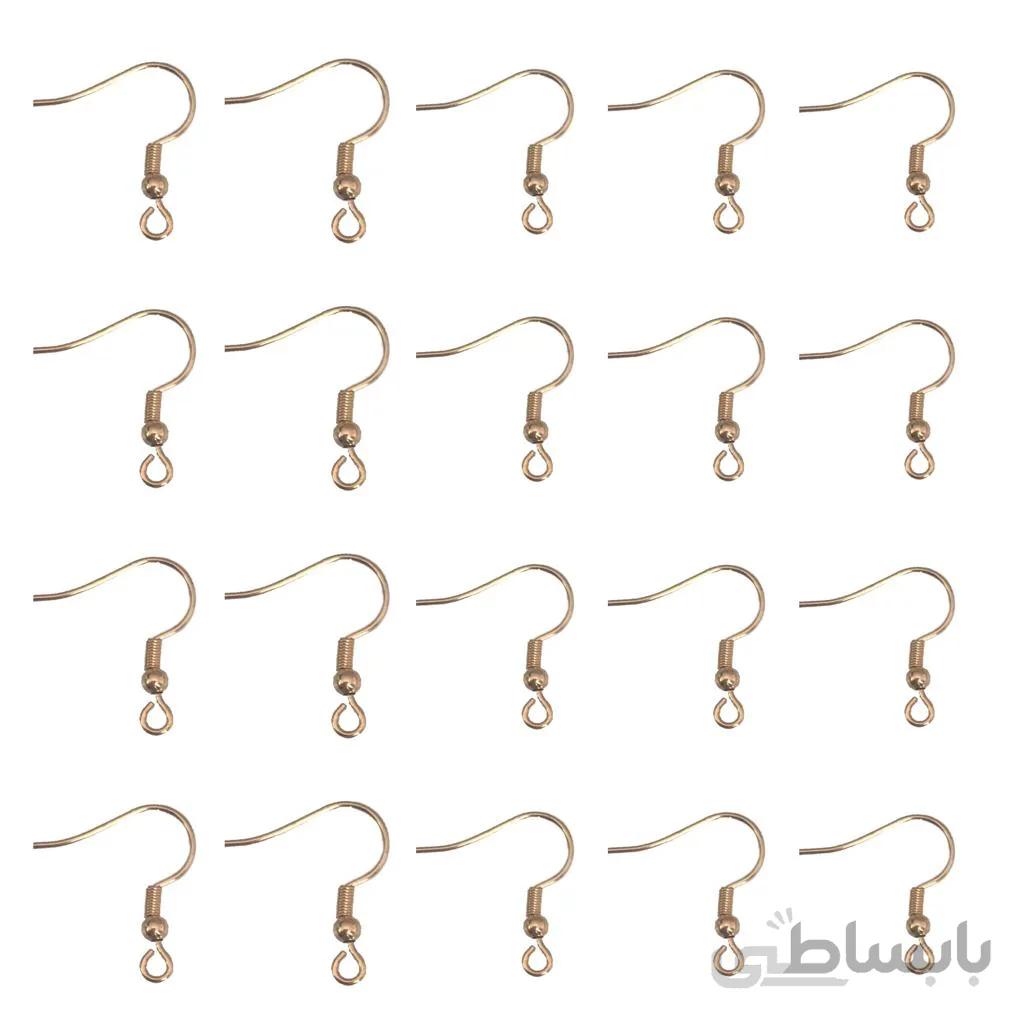 قفل گوشواره استیل مدل عصایی طلایی و نقره ای بسته 10 جفتی