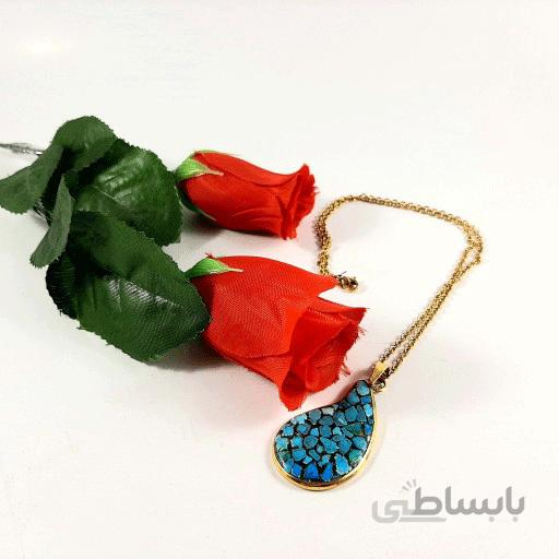 گردنبند فیروزه کوبی مدل بته جقه