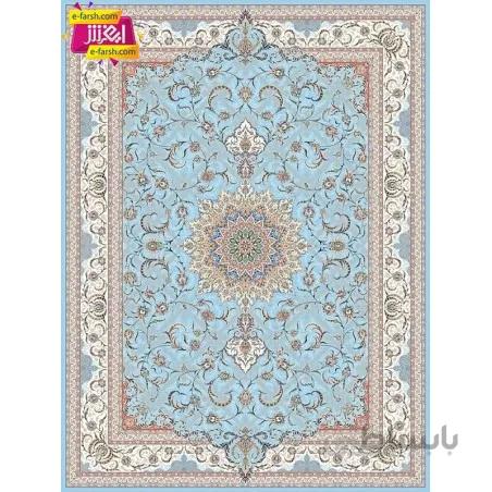 فرش ماشینی مشهد طرح 803033 آبی گل برجسته