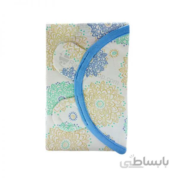 قنداق چسبی نوزاد طرح آبی گلدار بیبی فورلایف BABY4LIFE