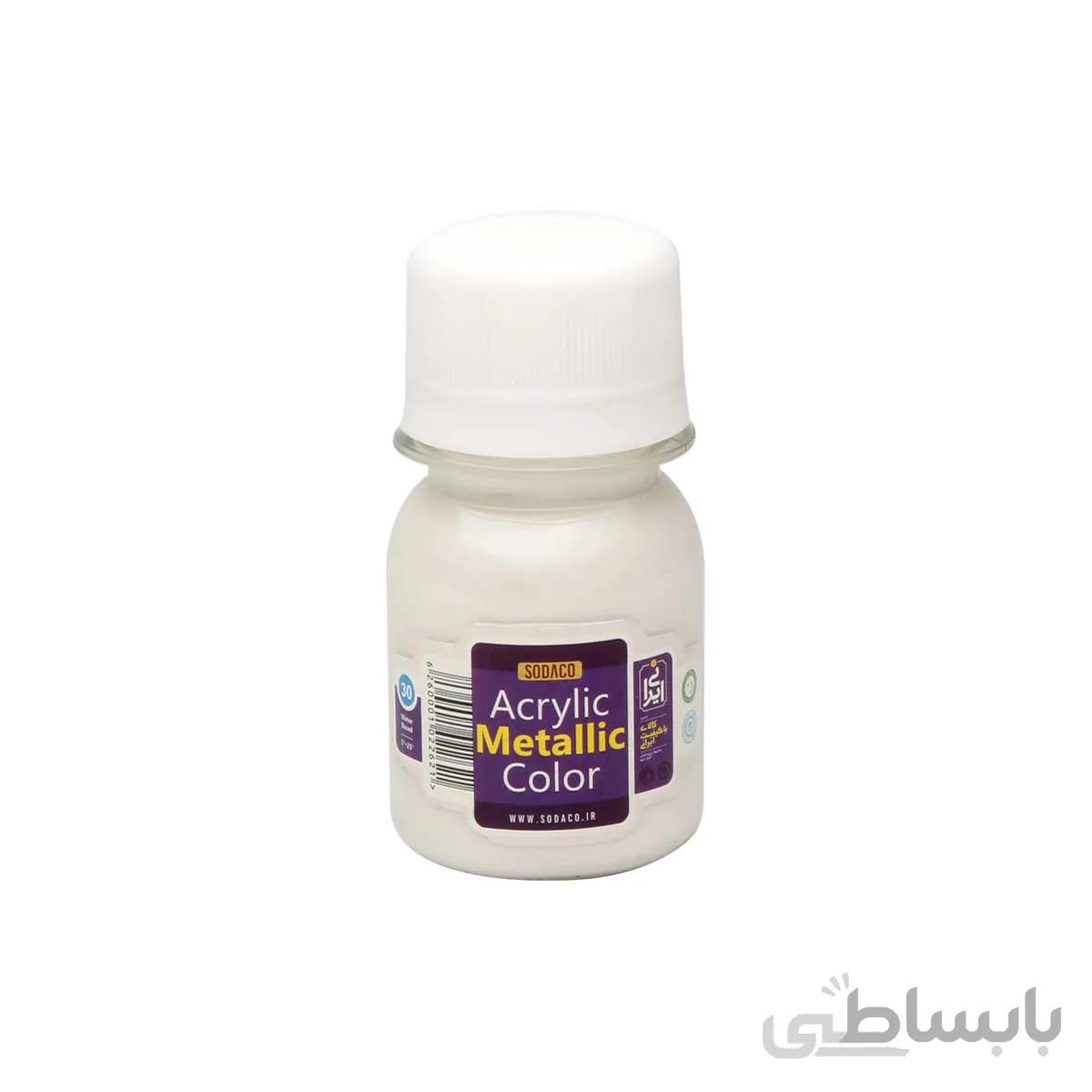رنگ اکریلیک سوداکو سفید متالیک 30 میل کد 246