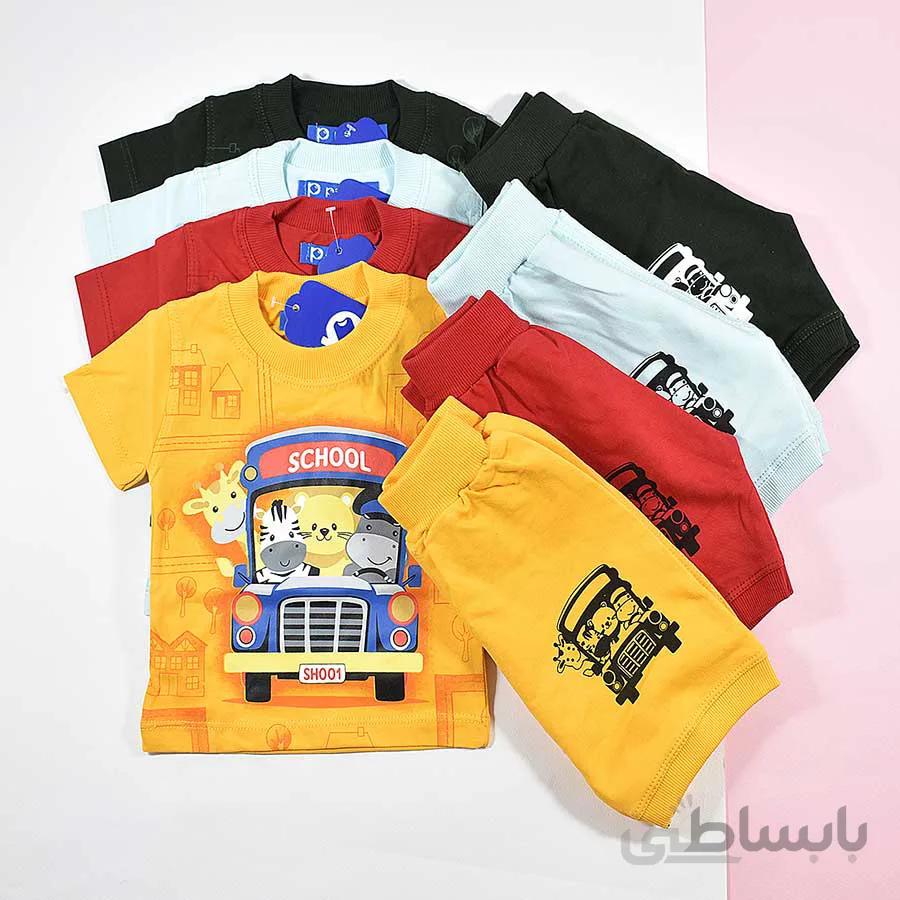بلوز و شلوارک پسرانه طرح اتوبوس کد 2172