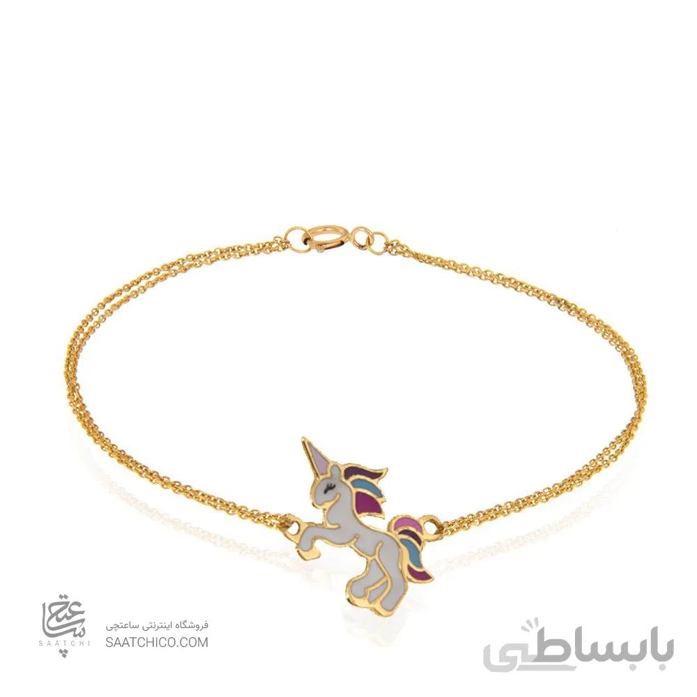 دستبند طلا کودک طرح یونیکورن کد KB331