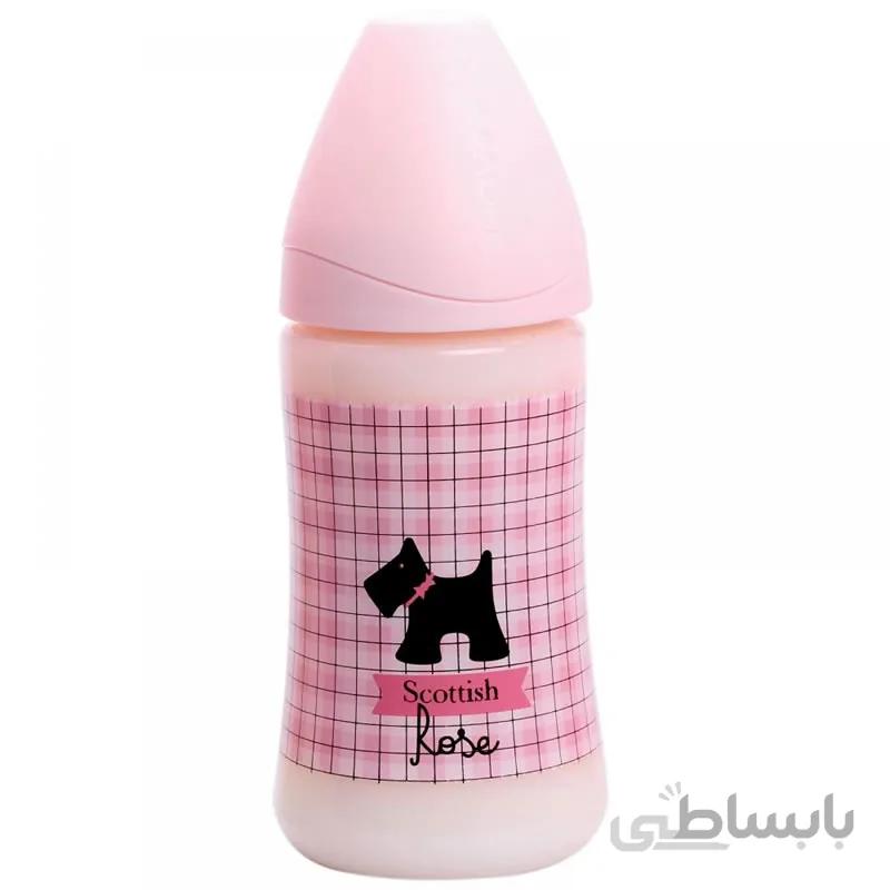 شیشه شیر 270 میل صورتی طرح سگ مشکی سواوینکس Suavinex