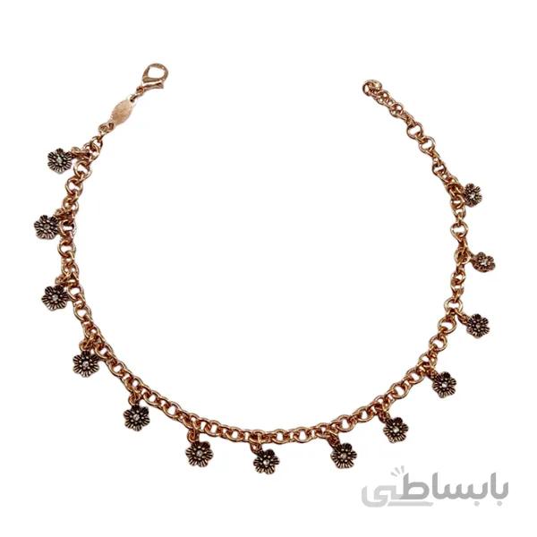 پابند مسی گل ارکیده با سنگ مارگازیت کد JW360