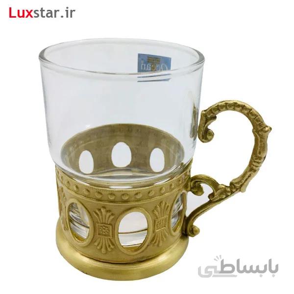 چایخوری برنجی ایران کادو طرح اسپانیا مدل B800 ا Irankado B800 Brass Glass Set