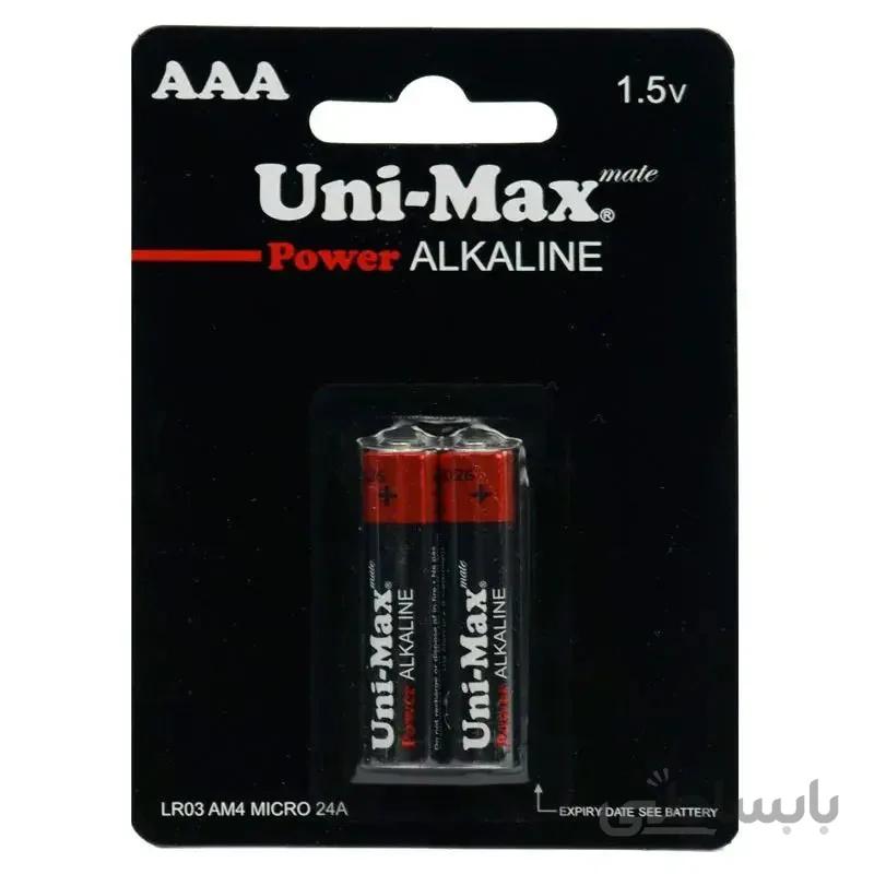 باتری دوتایی نیم قلمی Uni-Max Power Alkaline UB-L03-BP2-AM4 1.5V AAA