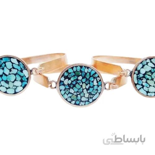 دستبند مسی فیروزه کوب کد ZI 72