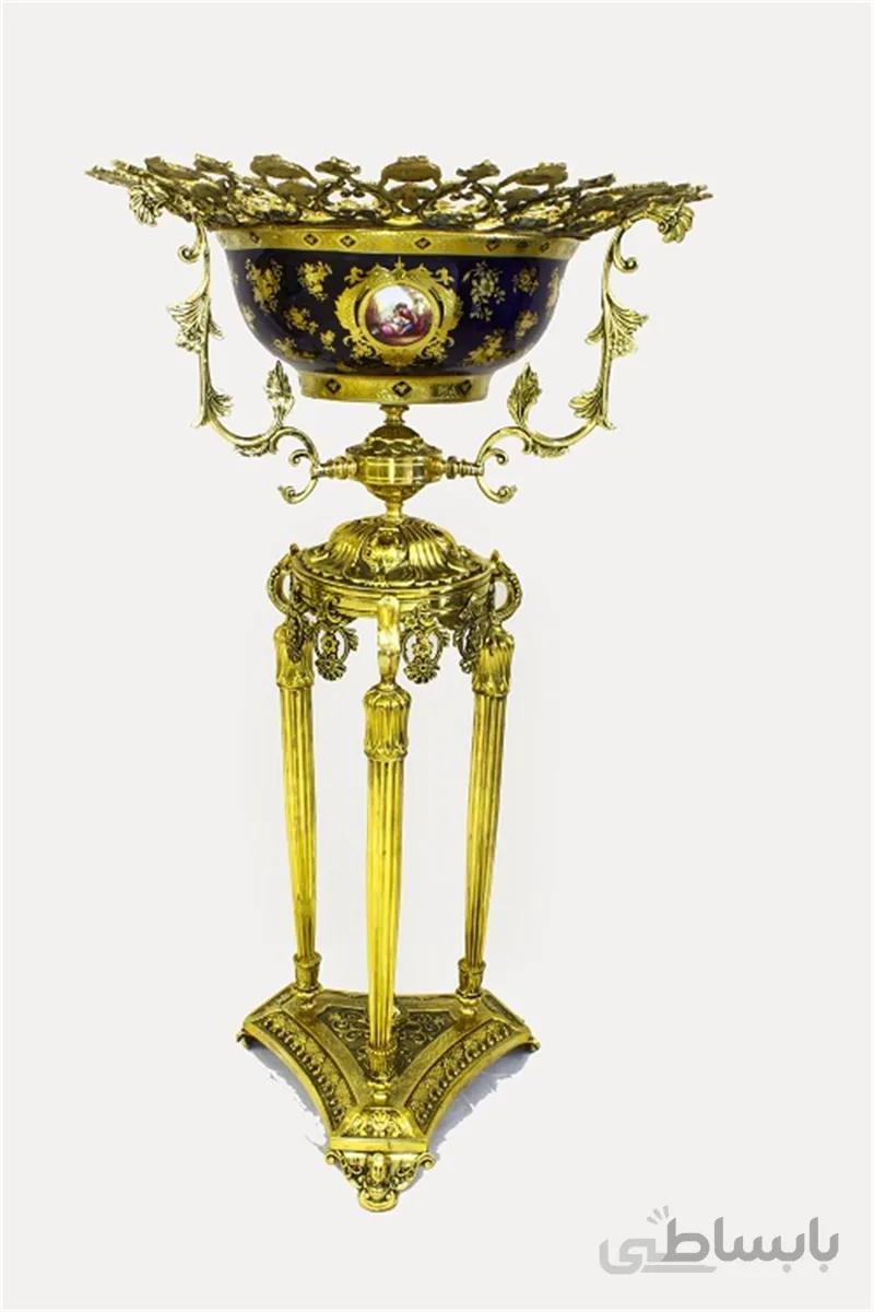 میوه خوری کنار سالنی 3 پایه براق بزرگ ا big tripod fruit dish