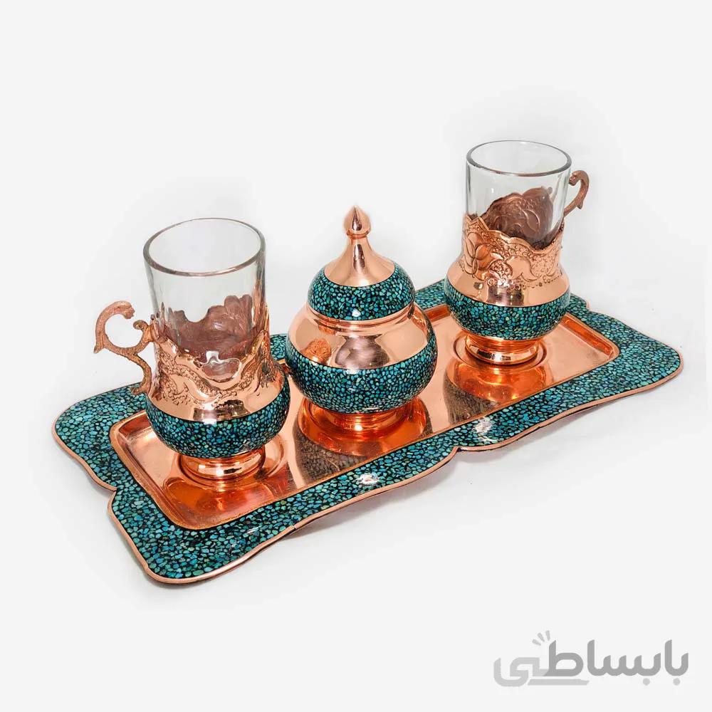 سرویس چایخوری فیروزه کوبی دو نفره ا قیمت به شرط خرید تیمی