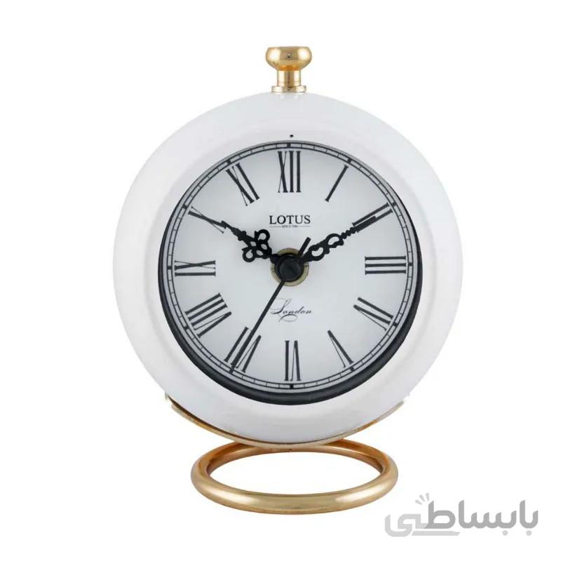 ساعت رومیزی فلزی لوتوس مدل BS-600 سفید طلایی