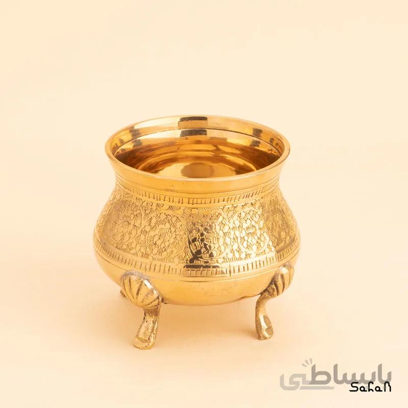 شکر خوری برنجی قلمزنی طلایی چهار پایه