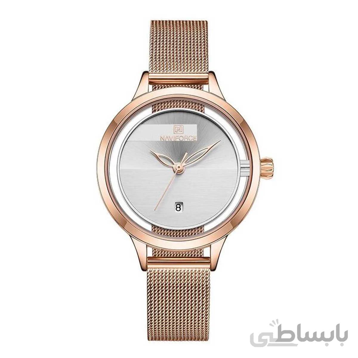 ساعت مچی نیوی فورس زنانه رزگلد مدل Naviforce 5014