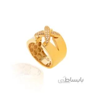 انگشتر طلا ضربدر نگین دار کد CR510