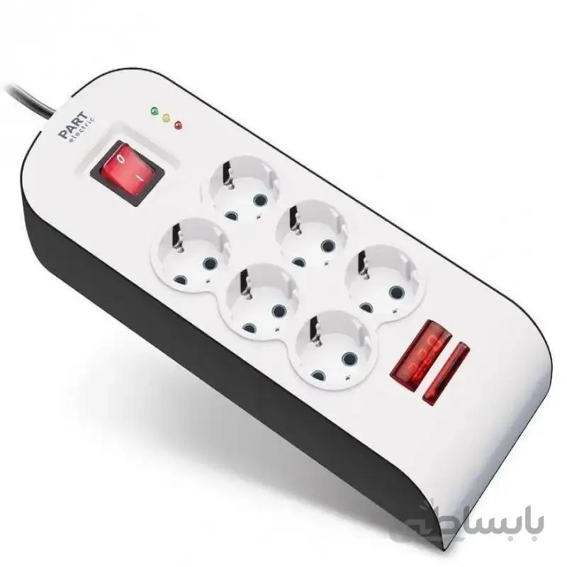 محافظ ولتاژ دیجیتال 6 خانه 1.8 متری پارت الکتریک کد 45267