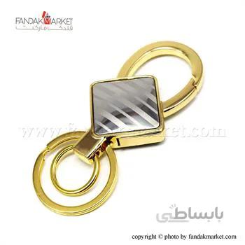 جاکلیدی دو حلقه استیل طلایی