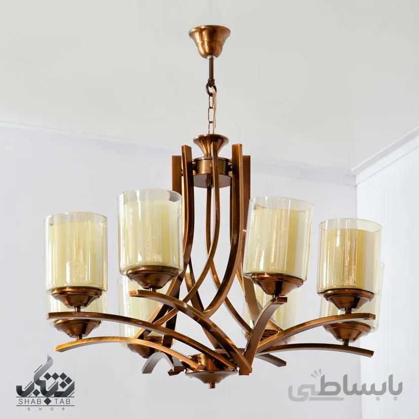 لوستر آویز هشت شعله پارسیان کد 7055/8 با حباب