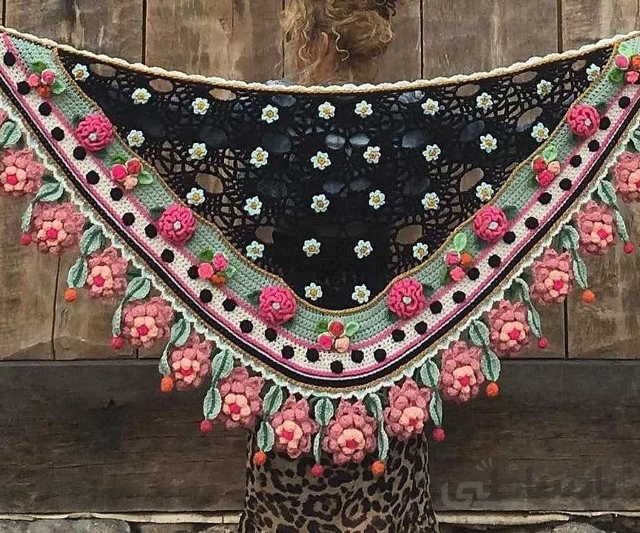 رودوشی بافتنی مدل303 star