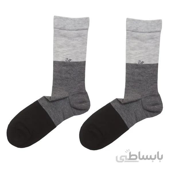 جوراب مردانه ساده سه رنگ رسمی خاکستری کد ph367