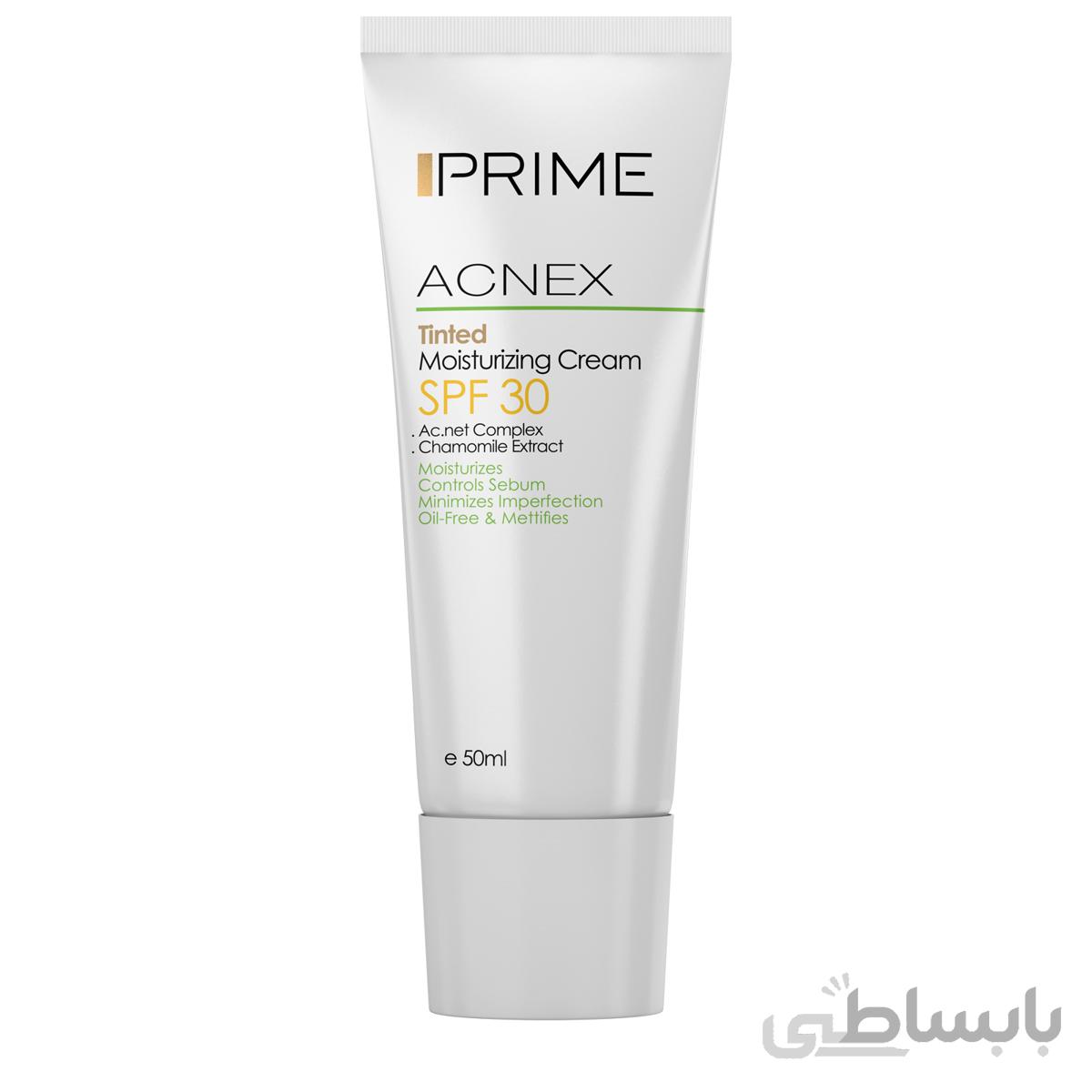 کرم مرطوب کننده پریم مدل Acnex Tinted SPF30 حجم 50 میلی لیتر ا Prime Acnex Tinted SPF30 Moisturizing Cream 50ml