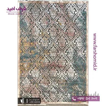 فرش مدرن و پتینه کد 40043n کرم طوسی فرش سیزان