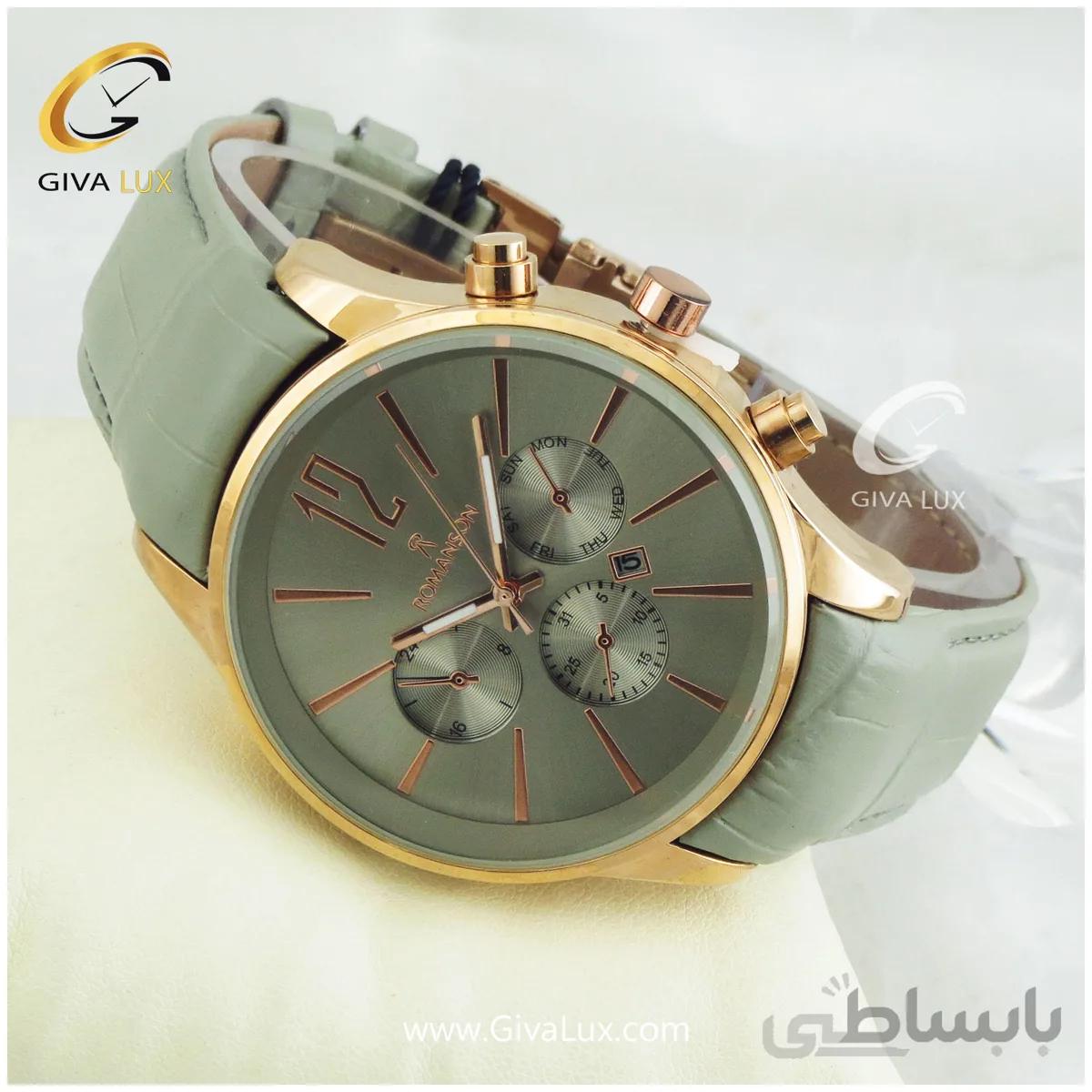 ساعت مچی مردانه طرح سه موتوره رومانسون بندچرمی طوسی