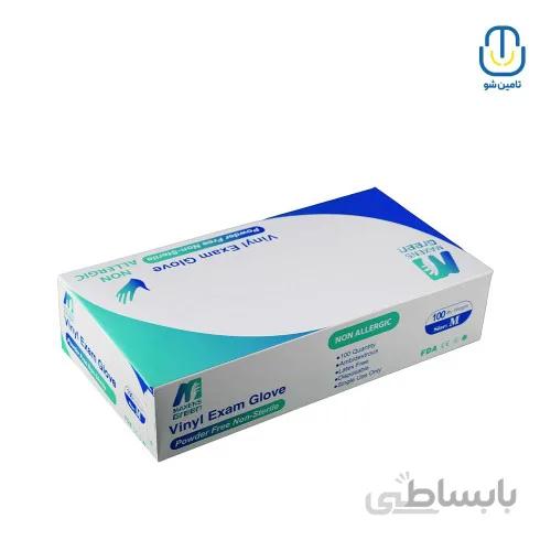دستکش معاینه وینیل گرین بسته ۱۰۰ عددی سایز مدیوم ا Green vinyl examination gloves size M 100 Piece